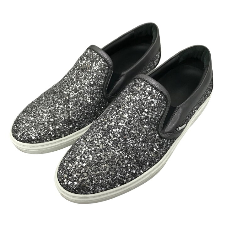 ジミーチュウ グリッタースリッポンブラック 