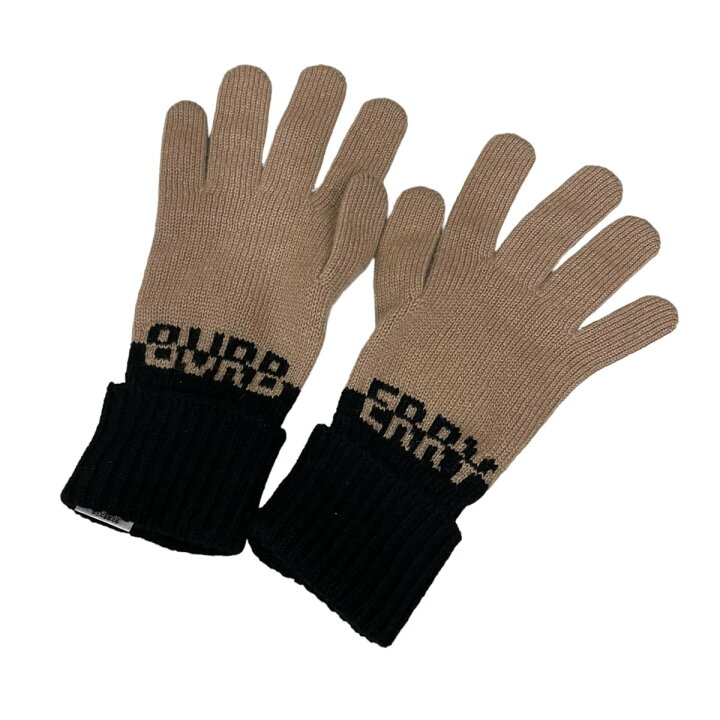 楽天市場】【中古】BURBERRY ロゴインターシャカシミヤニットグローブ 