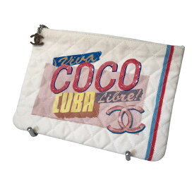 【中古】CHANEL「coco cuba」 クラッチバッグ 2297xxxx ホワイト【価格見直し】