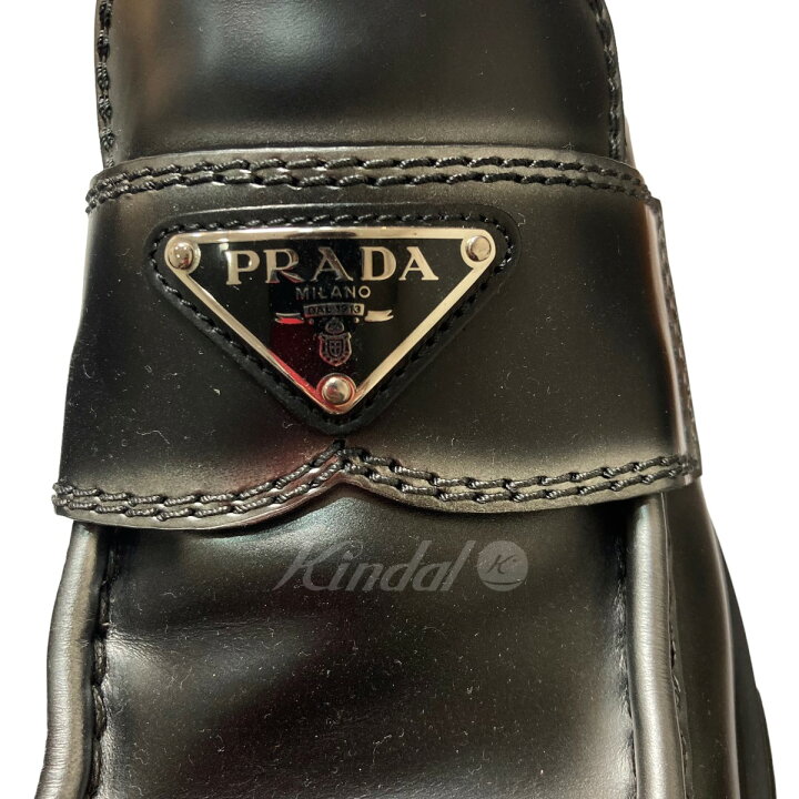 楽天市場】【中古】PRADAモノリス ブラッシュドレザーローファー 