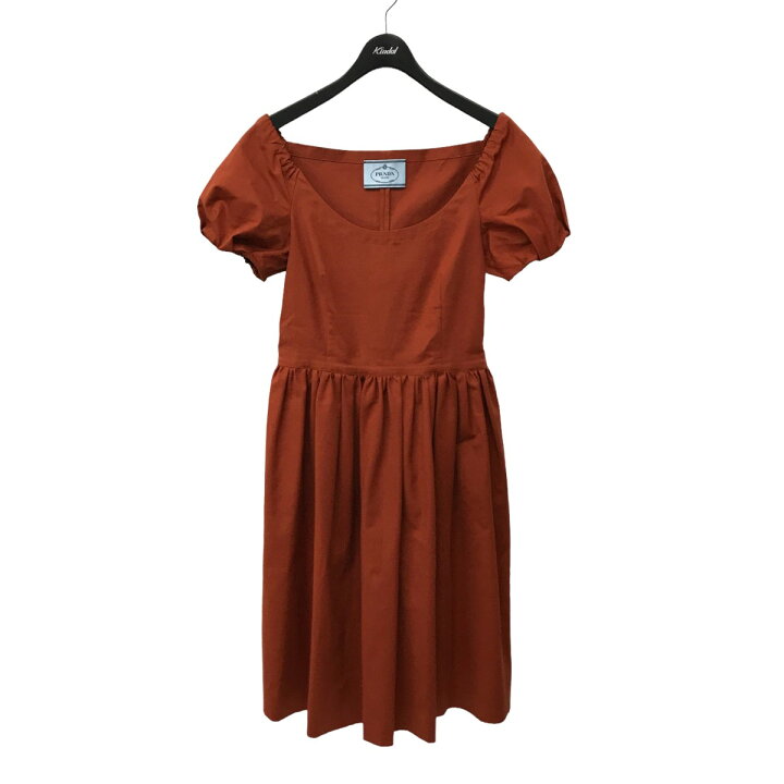 楽天市場】【中古】PRADAパフスリーブワンピース P382Y テラコッタ  