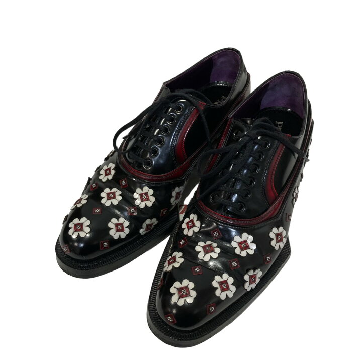 楽天市場】【中古】PRADA フラワーデザインレザーシューズ ブラック 