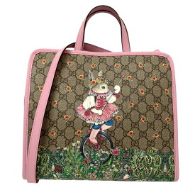 【中古】GUCCI×Higuchi Yokoチルドレンズ ラビット トートバッグ 630542・520981 ブラウン×ピンク サイズ：-【価格見直し】