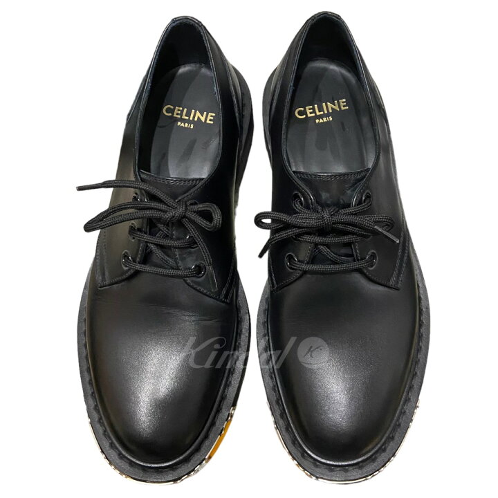 楽天市場】【中古】CELINE メタルプレートレザーシューズ ブラック 