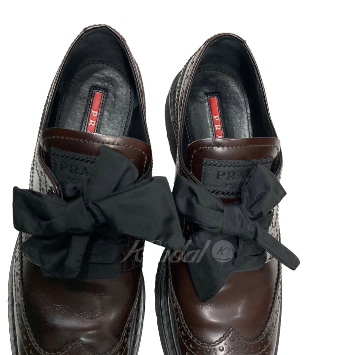 楽天市場】【中古】PRADA リボンドレスシューズ 3E5300 ブラウン 
