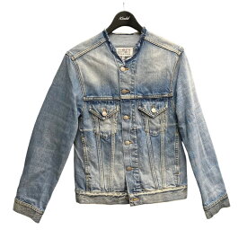 【中古】Maison Margiela2023AW カットオフデザインノーカラーデニムジャケット インディゴ サイズ：40【価格見直し】