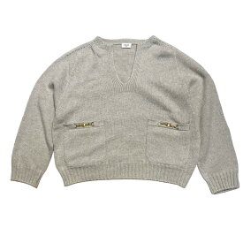 【中古】CELINE2A79J384D 22AW Triomphe V-Neck Sweater ベージュ サイズ：M【価格見直し】