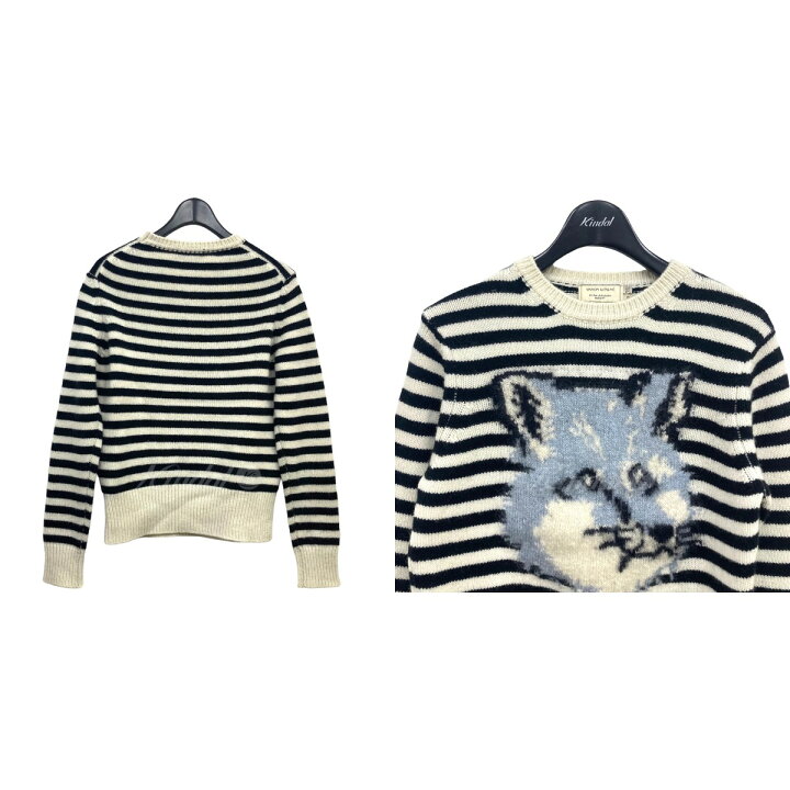 楽天市場】【中古】MAISON KITSUNE ボーダーニット ブラック サイズ 
