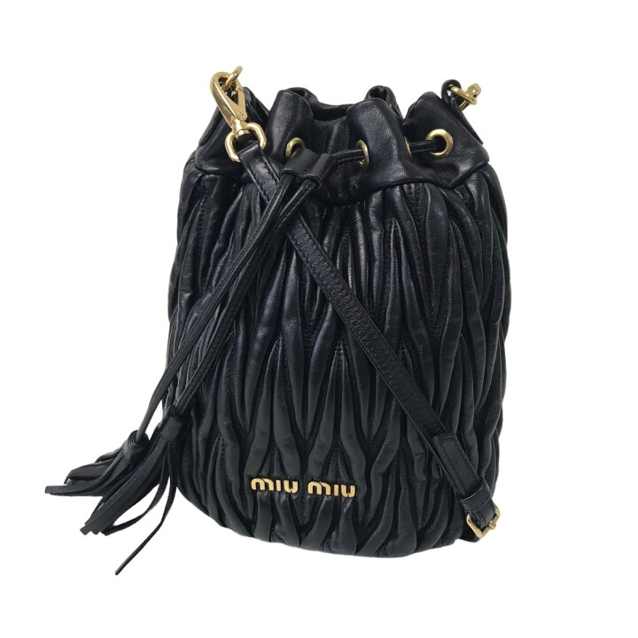 楽天市場】【中古】miu miu マトラッセバケットバッグ5BE014 ブラック 