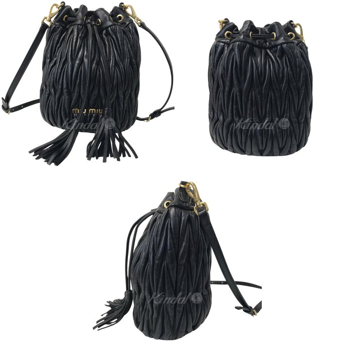 楽天市場】【中古】miu miu マトラッセバケットバッグ5BE014 ブラック 