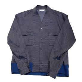 【中古】SASQUATCHfabrix．21AW WA NECK TRACK SHIRTS トラックシャツジャケット ブラウン×ブルー サイズ：XL【価格見直し】