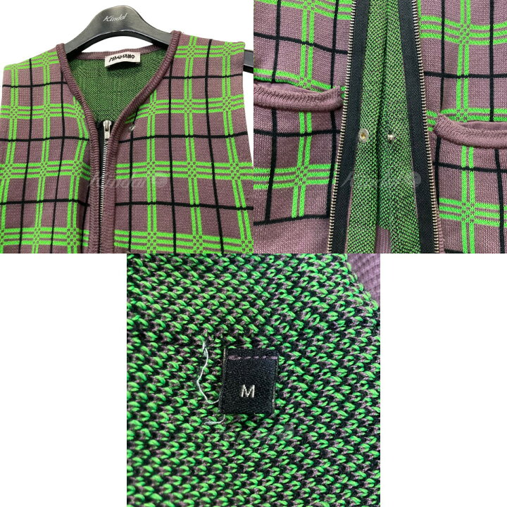 楽天市場】【中古】MAGLIANOチェックニットベスト パープル×グリーン 