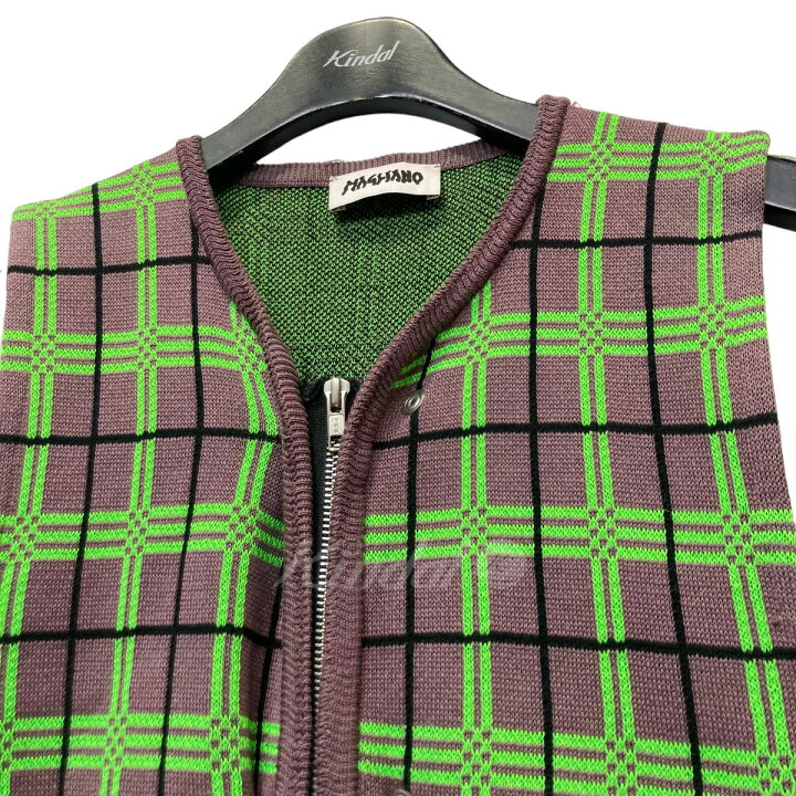楽天市場】【中古】MAGLIANOチェックニットベスト パープル×グリーン 