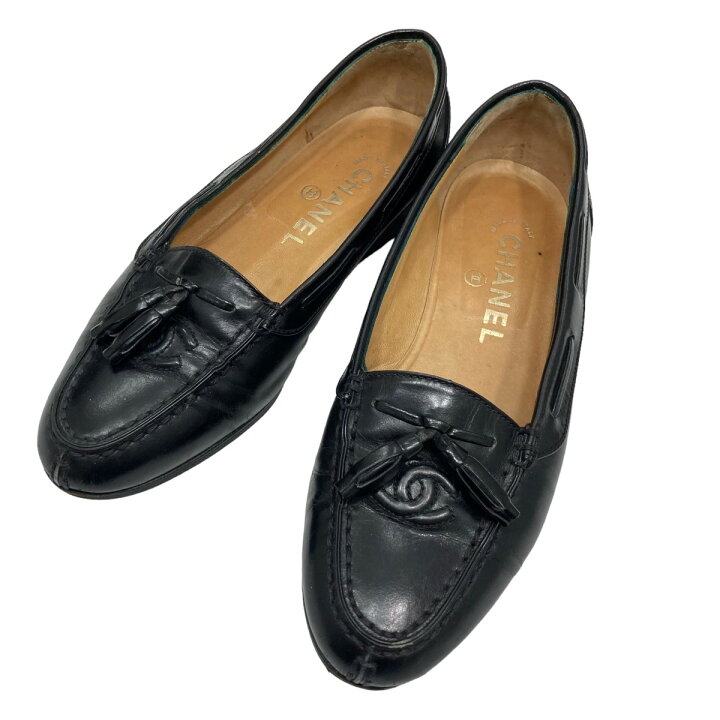 楽天市場】【中古】CHANEL タッセルローファー ブラック サイズ：35 