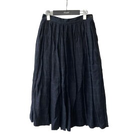 【中古】Paul Harnden for Comme Des Garcons　チェック切替リネンスカート ネイビー サイズ：M 【291223】（ポールハーデン コムデギャルソン）