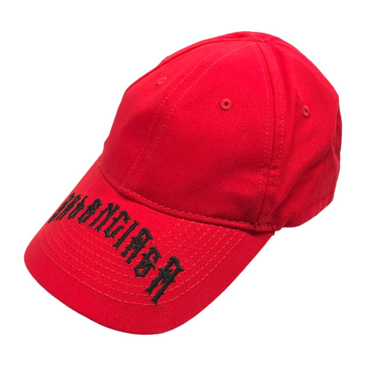 楽天市場】【中古】BALENCIAGA タトゥーロゴ刺繍キャップ レッド 