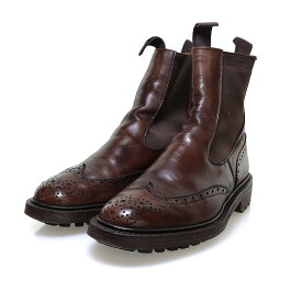 【中古】TRICKER’S　Henry　コマンドソール　ウィングチップサイドゴアブーツ　2754 ダークブラウン サイズ：6(24～24．5cm程度) 【301223】（トリッカーズ）