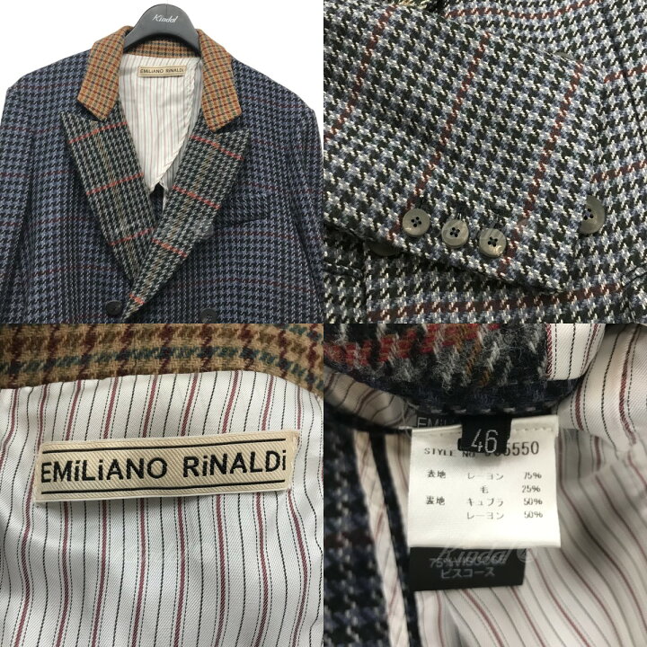 楽天市場】【中古】EMiLiANO RiNALDiハウンドトゥースダブルチェスター 