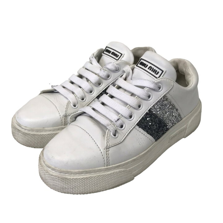 楽天市場】【中古】miu miuサイドグリッタースニーカー 5E829C 