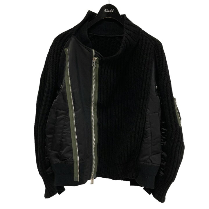 楽天市場】【中古】sacai 22AW Nylon Twill Mix Knit Blouson ブラック 