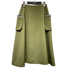 【中古】BORDERS AT BALCONYサイドポケットスカート　BD2121-3H-22 オリーブ サイズ：36【価格見直し】