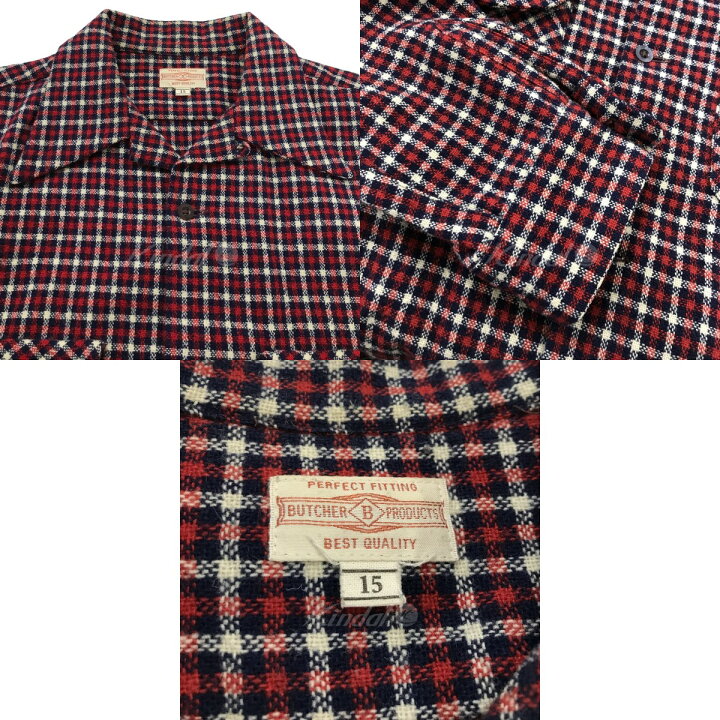 楽天市場】【中古】BUTCHER PRODUCTS ウールチェックシャツ レッド  