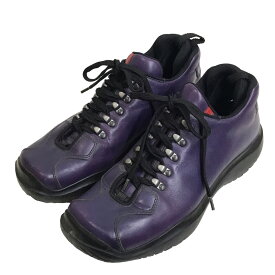 【中古】PRADA SPORTS　スクエアトゥレザースニーカー パープル 【070124】（プラダスポーツ）