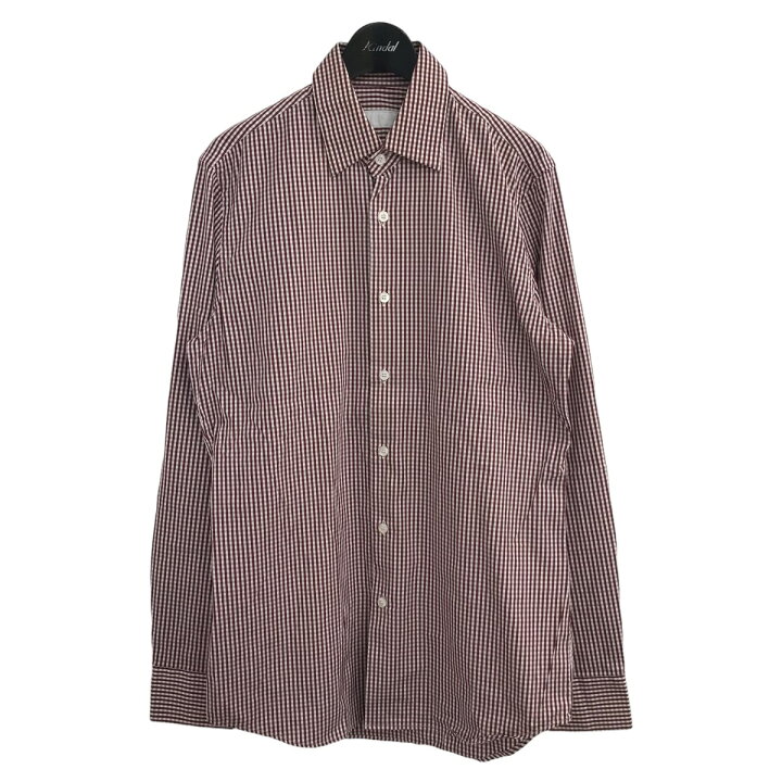 楽天市場】【中古】PRADA ギンガムチェックシャツ レッド サイズ：37 
