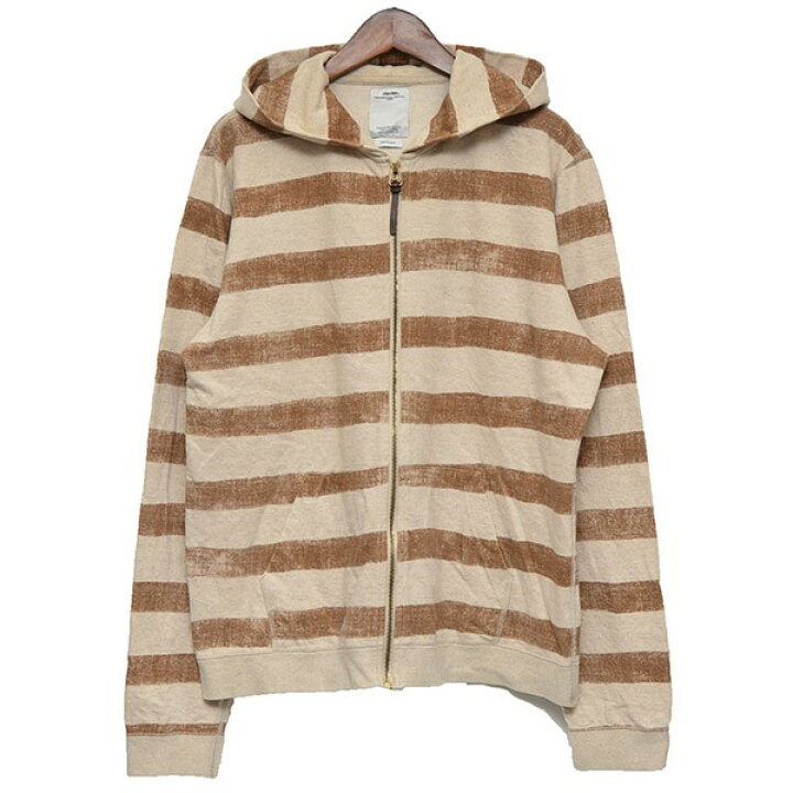 楽天市場】【中古】VISVIM ボーダージップパーカー ベージュ×ブラウン 