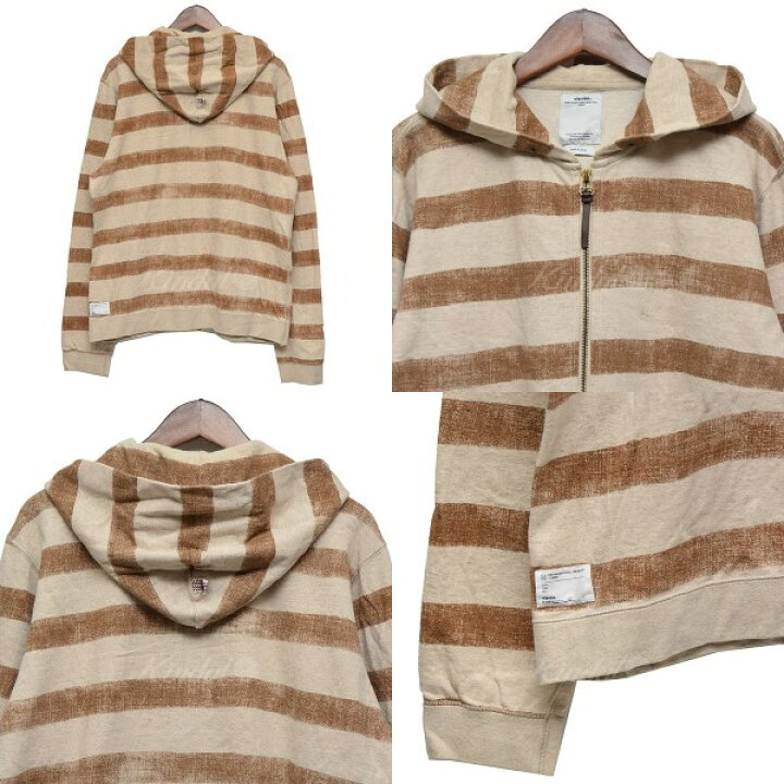 楽天市場】【中古】VISVIM ボーダージップパーカー ベージュ×ブラウン 