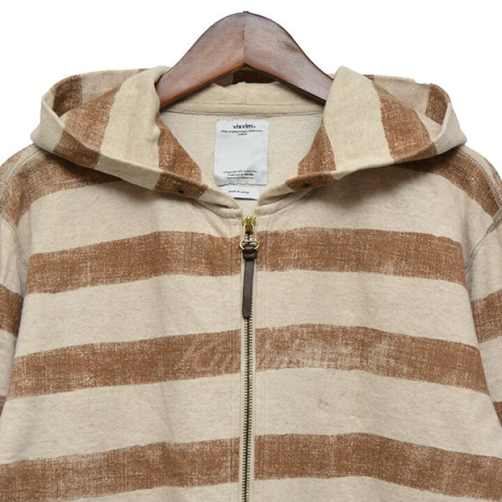 楽天市場】【中古】VISVIM ボーダージップパーカー ベージュ×ブラウン 