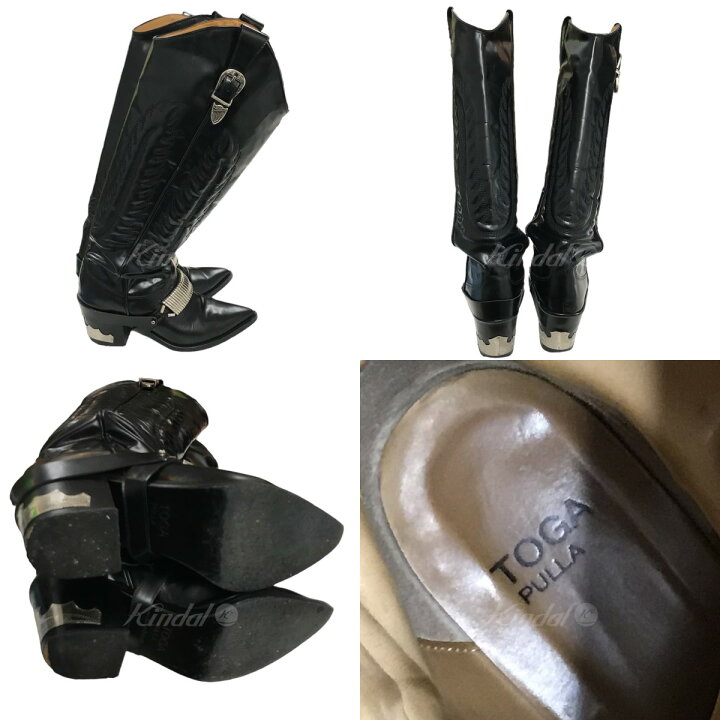 楽天市場】【中古】TOGA PULLAウエスタンブーツ ブラック サイズ：37 