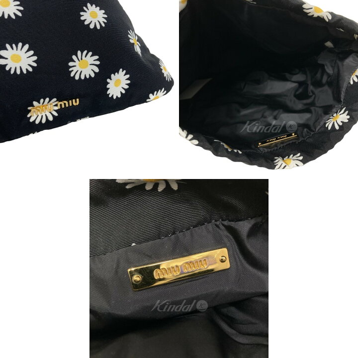 楽天市場】【中古】miu miu 花柄巾着ポーチ ブラック 【130124 