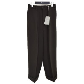 【中古】MARKAWARE　PLEATED WIDE TROUSERS ウール タックパンツ 22AW A22C-11PT01C ダークブラウン サイズ：1 【140124】（マーカウェア）