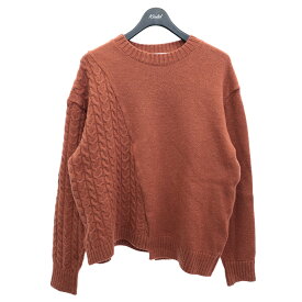 【中古】MR．GENTLEMAN　HALF CABLE KNIT　切替デザインケーブルニットプルオーバー　MGT-KN03 ブラウン系 サイズ：L 【210124】（ミスタージェントルマン）