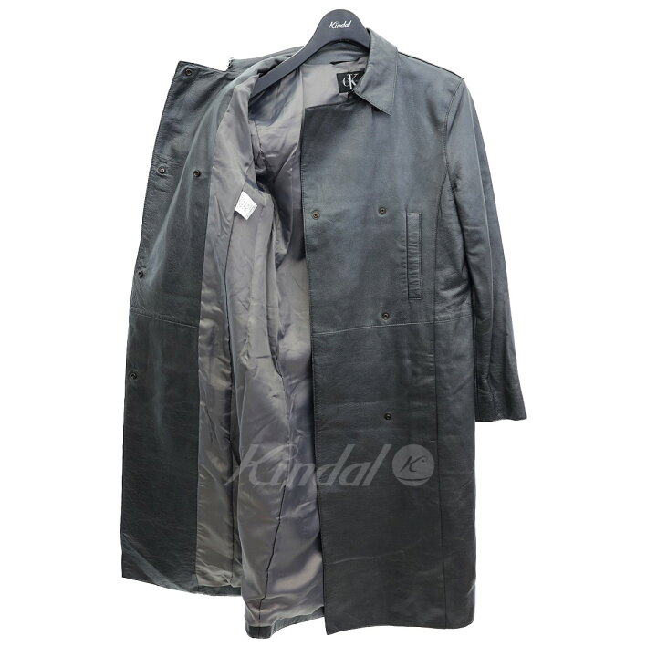 楽天市場】【中古】CALVIN KLEIN トレンチタイプレザーロングコート 