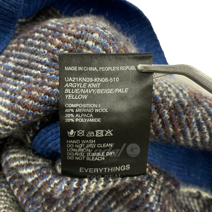 楽天市場】【中古】WALES BONNER 2021AW アーガイル柄ニット ブルー 