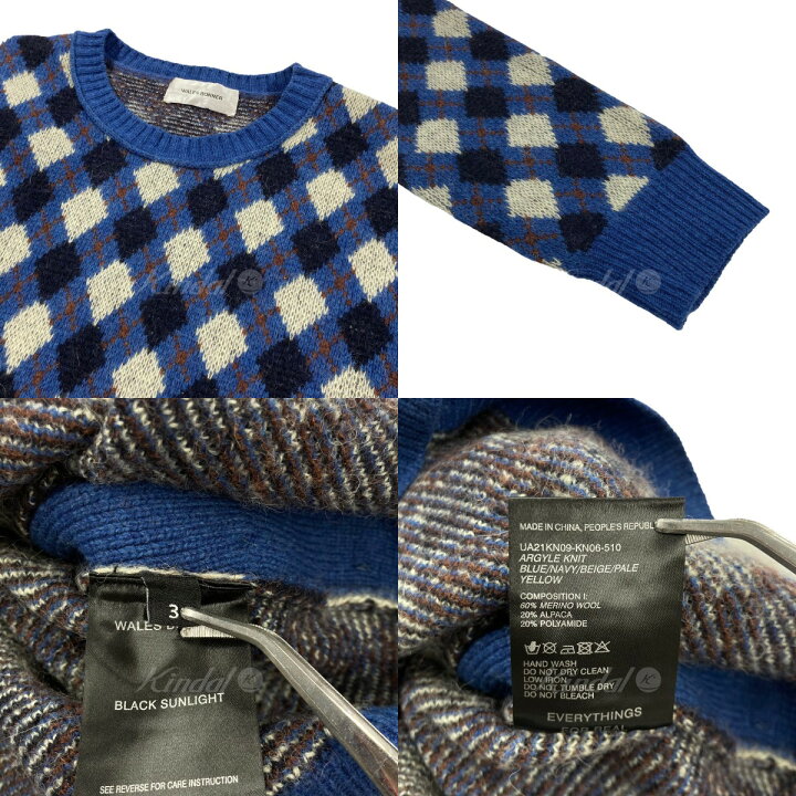 中古】21AW wales bonner ウェールズ ボナー アーガイルニット 