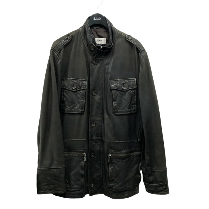 楽天市場】【中古】VERSACE COLLECTION レザージャケット ブラック 