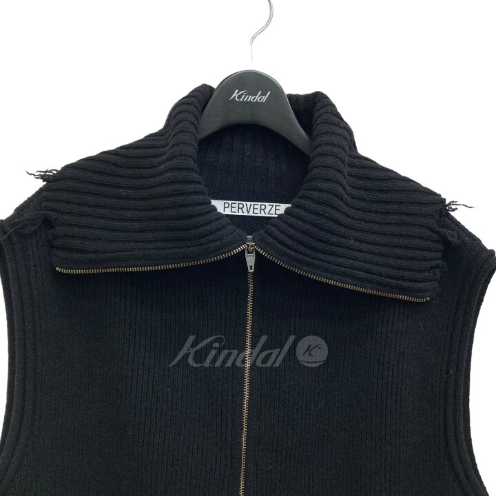 楽天市場】【中古】PERVERZE ジップアップ ニットベスト ブラック 