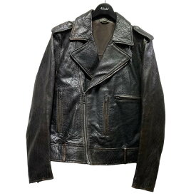 【中古】Martin Margiela10AW 加工ダブルライダースジャケット S50AM0132 ブラウン サイズ：44【価格見直し】