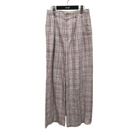 【中古】AURALEELINEN SILK CHECK PANTS パンツ A23SP04NC ピンク サイズ：0【価格見直し】