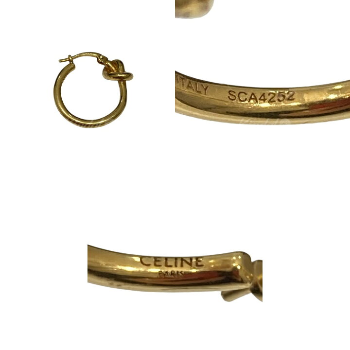 楽天市場】【中古】CELINE片耳のみ スモールノットフープピアス  