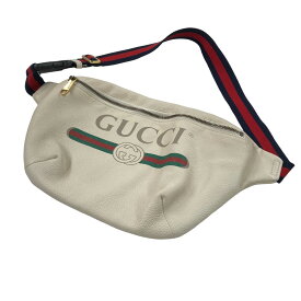 【中古】GUCCIグッチプリントレザーベルトバッグ アイボリー【価格見直し】