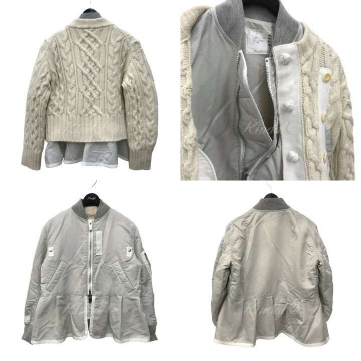 楽天市場】【中古】sacai 21AW ニットレイヤード MA-1ジャケット 