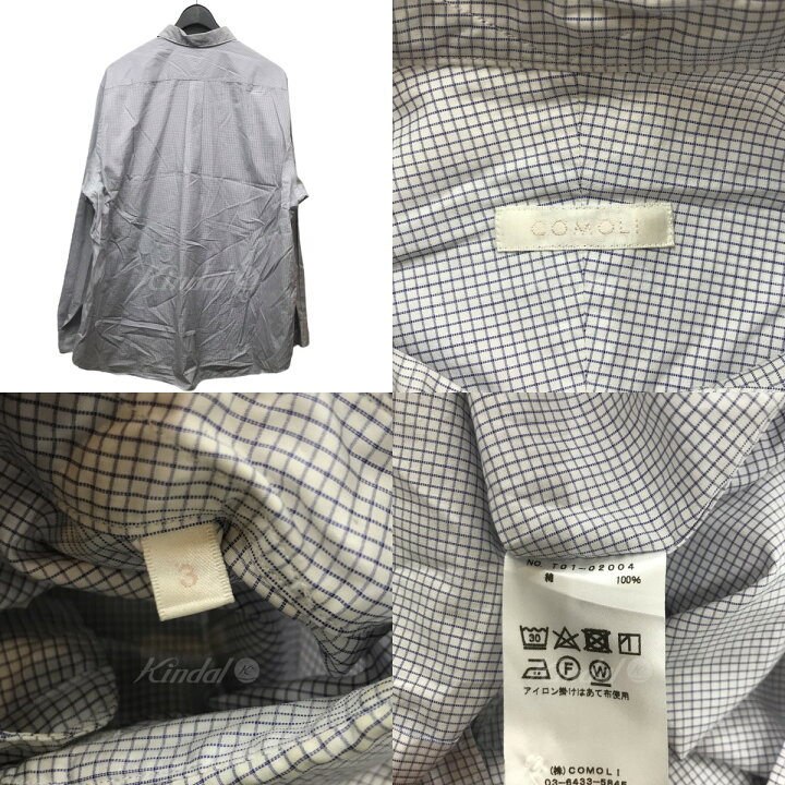 楽天市場】【中古】COMOLI 21SSチェックポプリンシャツ ホワイト  