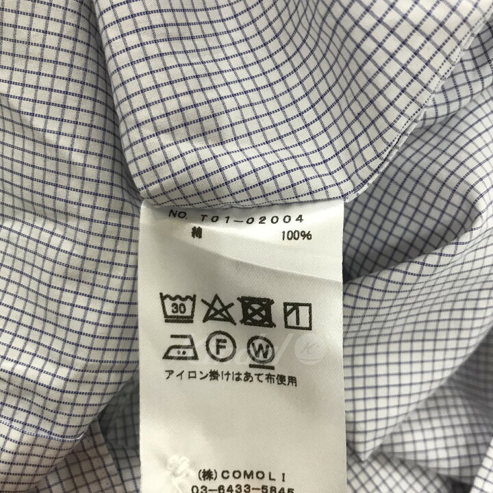 楽天市場】【中古】COMOLI 21SSチェックポプリンシャツ ホワイト  