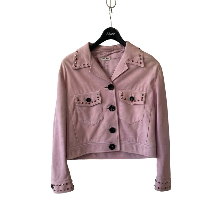 楽天市場】【中古】miu miu2017 スタッズスエードレザージャケット 