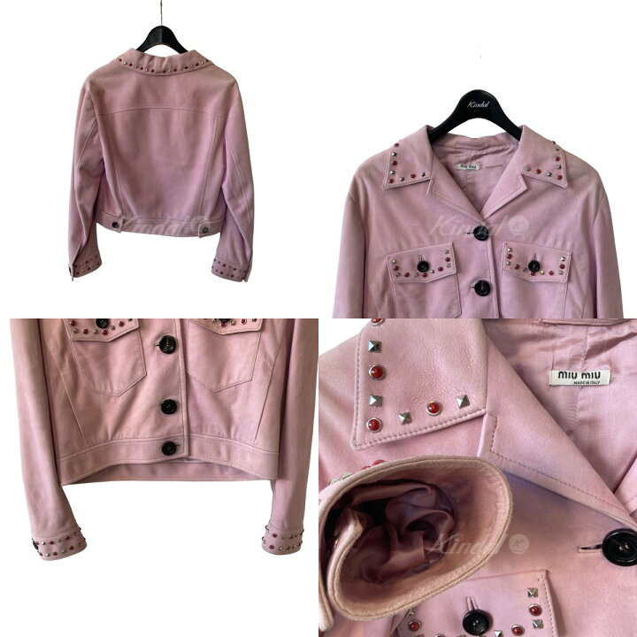 楽天市場】【中古】miu miu2017 スタッズスエードレザージャケット 