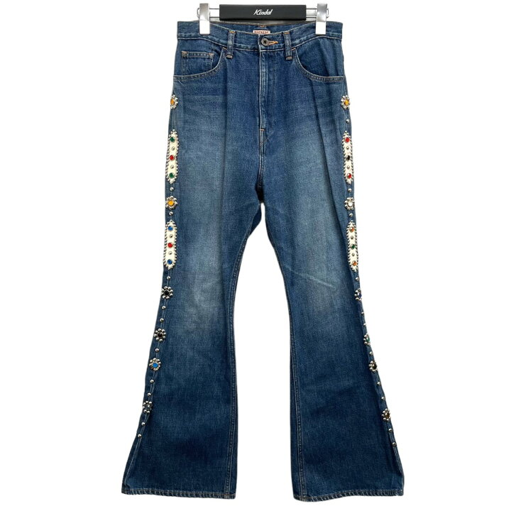 楽天市場】【中古】KAPITAL スタッズフレアデニムパンツ ブルー サイズ 